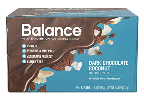 Balance Bar, Healthy Protein Snacks, Dark Chocolate Coconut, 1.58 oz, Pack of 6