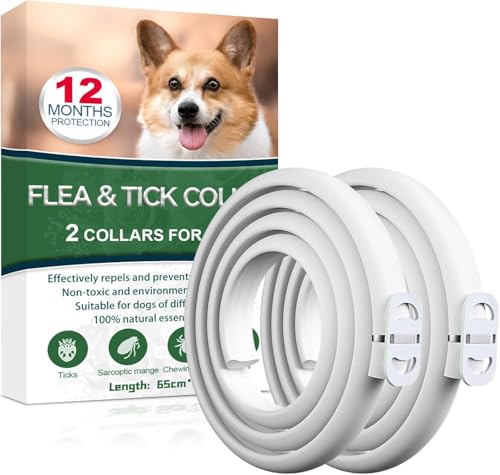 Collar Antiparasitario Perros, Seguro y Eficaz Collares Antiparasitos Perros, 12 Meses de Eficacia Collar Antipulgas Perro de 65 cm para Perro Pequeños, Medianos y Grandes (65cm*2)