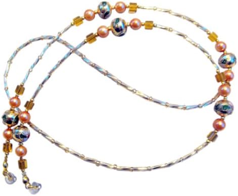 ~GOLD CLOISONNE~ BEADED GLASSES SPECTACLES CHAIN EYEGLASS HOLDER …UK HANDCRAFTED..