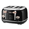 Tower Bottega T20017 4 Slice Stainless Steel Toaster with Variable Browning Control, Defrost and Reheat Settings, Black…