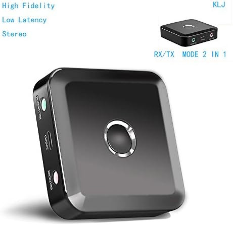 Bluetooth 4.0 Transmitter /Receiver Wireless 2 In 1 Stereo Audio Adapter Music Streaming Car Kit For Home/Car Stereo TV, Phone iPhone (CSR Chip, A2DP, Pair 2 At Once, Re-pair, Low Latency)-KLJ