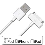 iPad 2 Cable, iPhone 4s Cable, 30-Pin USB Charging and Cable Sync Dock Connector Data Cable for iPhone 4/ 4s, iPhone 3G/3G, iPad 3/2/ 1,iPod Classic iPod Touch iPod Nano (3.2Feet)