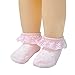 EPEIUS 3 Pair Baby-Girls Eyelet Frilly Lace Socks Princess Ankle Socks White/Pink/Ivory 12-24 Months,Toddler Shoe Size 5-9