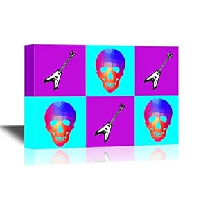 Colorful Pop Art with Skulls and Guitars