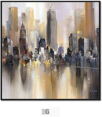 DEED Modern minimalist abstract city painting, triple living room sofa background wall decoration painting, dining room bedroom wall painting