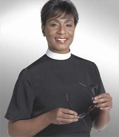 Murphy Robes 38298 Clerical Shirt Women Short Sleev Banded Size 20 Black