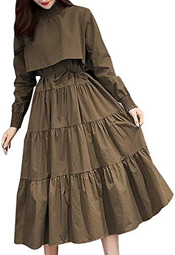 [ニューネ］ティアード ロング ワンピース セットアップ 風 長袖 わんぴーす レディース S~XL