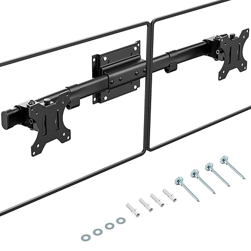 Dual Monitor Wall Mount, Single to Double VESA Adapter for 2 Displays 13 to 27 inch, Horizontal Assembly Max. 10kg, VESA 75x75/100x100mm