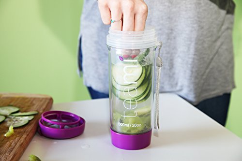 FRUIT INFUSER Water Bottle Tumbler with a Lid | 100% BPA FREE | Our Best Infusion Bottles for Infused Fruit, Smoothies, Tea, and Coffee | Double Walled Mug, Hot & Cold (20 Ounces, Purple) - Thumbnail 5
