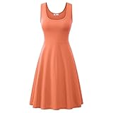 Herou Women Summer Beach Casual Flared Midi Tank Dress (Medium, Coral)
