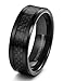 Tungary 8mm Mens Tungsten Carbide Wedding Band Engagement Black Carbon Fiber Beveled Edges Size 8-14