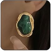 Big Baroque Pearl Earrings for Women Trendy Gold Pearl Statement Earrings Large Gold Chunky Earring Irregular Red Black Purple Green Pink Pearls Stud Earring Vintage Unique Chunky Jewelry