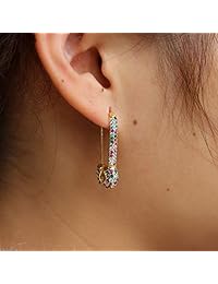 ATJMLADY - Pendientes chapados en oro con circonitas cúbicas y arcoíris
