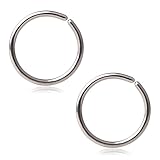 Ruifan 20G Round Ends Stainless Steel Clip on Closure Seamless Ring Fake Nose Lip Helix Cartilage Tragus Ear Hoop 8mm 2PCS