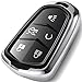 Intermerge for Cadillac Key Fob Cover, Premium Soft TPU 360 Degree Full Protection Key Fob Casel Compatible with 2015-2019 Cadillac Escalade, CTS, SRX, XT5, ATS, STS, and CT6, (Silver,5-Buttons)