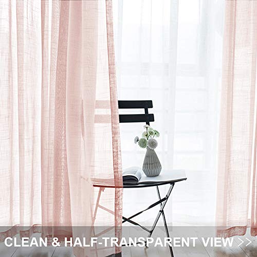 image for RYB HOME Sheer Curtains for Girls - Linen Texeture Sheer Backdrops Wal