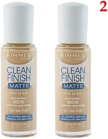 (Pack of 2) - Rimmel Clean Finish MATTE Foundation, 130 True Ivory - 1fl oz/ 30ml