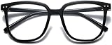 TECH-LINE-DIRECT Unisex Oversized Square Glasses Black Frame Clear Lens view 1