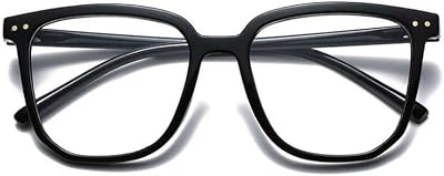 TECH-LINE-DIRECT Unisex Oversized Square Glasses Black Frame Clear Lens