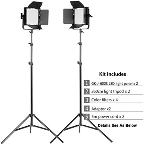 Tolifo GK-J-600SS 36W Two Light Stand Kit 600 Led Video Light 3200K/5600K