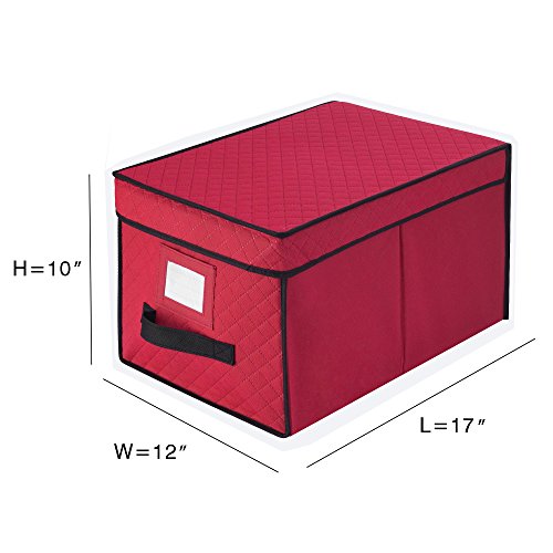 Elf Stor 1046 Ornament Storage Chest with Lid and 24 Extra Large Individual Compartments-Stackable Organizer Cube in Red, Case - Thumbnail 2