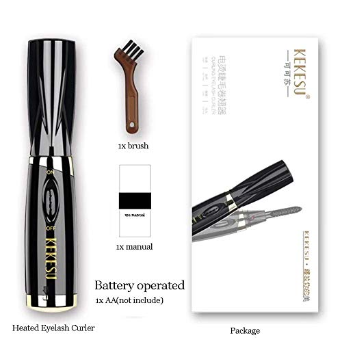 Eyelash Curler,Heated Eyelash Curler, Mini Electric Eyelash Curler, Portable with Led Light Electric Makeup Eyelash Brush (Black)