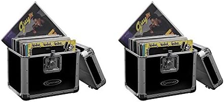Odyssey KROM Stacking Transport Case for 70, 12 Inch Vinyl LPs, Black (2 Pack)