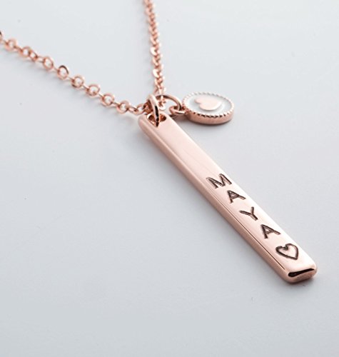 Free Shipping valentine's day Name Necklace Personalized Gorgeous Vertical heart Name Bar Necklace/ Gold Silver Rose Gold Plated/ Dainty Personalized Bar/ Christmas