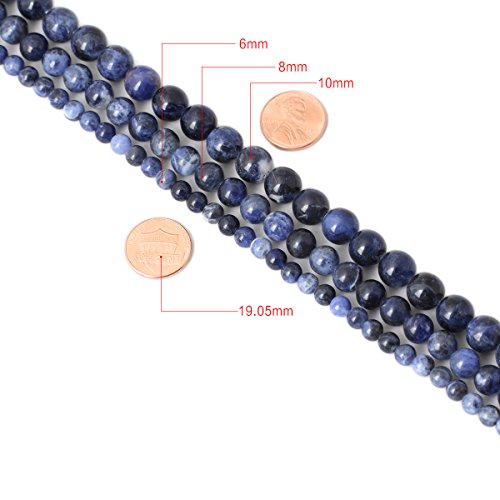 Qiwan 60PCS 6mm Blue Sodalite Natural Gemstone Loose Beads Round Crystal Energy Stone Healing Power for Jewelry Making 1 Strand 15" - Thumbnail 4