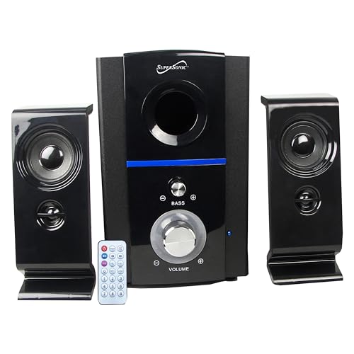 Supersonic SC-1126BT Bluetooth Multimedia Speaker System, Home Theater Speaker System with FM Radio, Built-in USB & SD Card Slot, Aux/RCA Input, Ohm Impedance for Ultimate Audio Experience at Home!