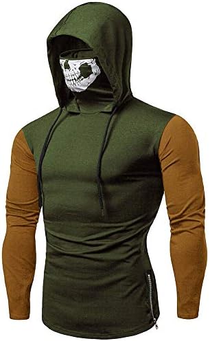 Men Novelty Hoodie Long Sleeve Hooded Sweatshirts Fashion Skull Printed High Neck Tops \n