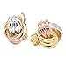 Sparkly Bride Love Knot Clip On Earrings Tricolor Three-tone Gold Plated Women Fashion