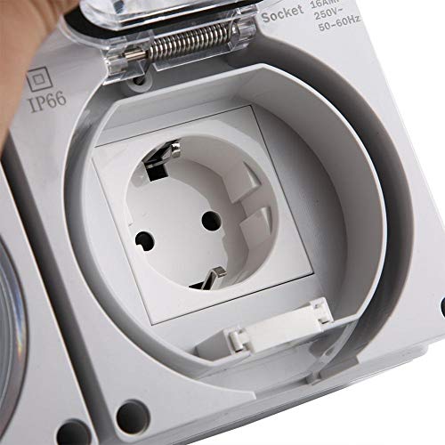 KSTE Wasserdicht IP66 Elektrische Buchse Stecker Außen Steckdose mit EIN Aus Schalter (250V DE-Stecker) – Bild 7