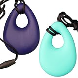 MyBoo Autism Sensory Chewable Droplet Pendant - Set of 2, Turquoise/Blue