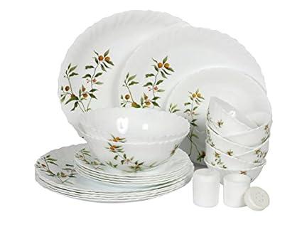 Laopala Vivid Green 23 Pcs Opalware Dinner Set (White)