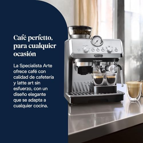 Perfetto La Specialista Arte, Máquina de Café Espresso y Cappuccino con Bomba, Máquina de Café en Grano, 3 Recetas Predefinidas, 8 Ajustes de Molienda, EC9155.MB, Metal/Negro