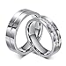 ROWAG 6MM Men Titanium Stainless Steel Promise Engagement Couple Wedding Bands for Him and Her Women Cubic Zirconia CZ Rings,Women Size 8