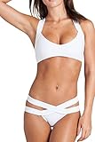 Pink Queen Women's Criss Cross Bandage Halter Neck Racer Swimsuit Bikini Set