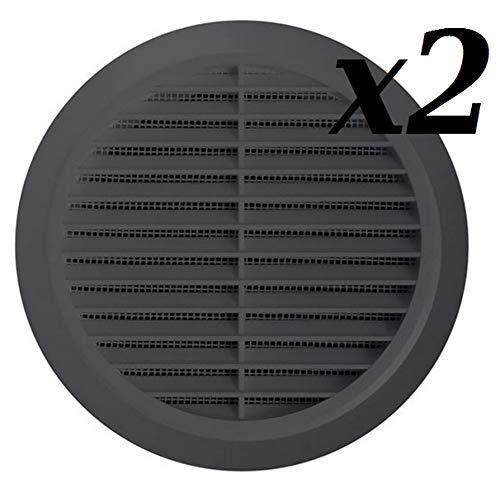 Round Circle Wall Grille Cover with Fly net 2 Pack (100mm Duct, Grey). HIGH Quality