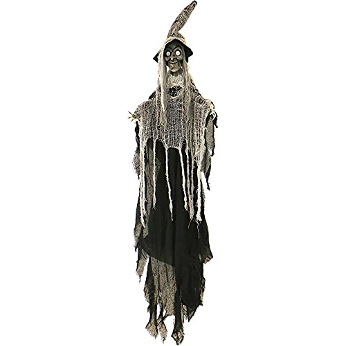 Haunted Hill Farm 5.2 ft. Hanging Witch with Button