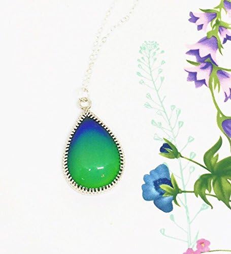 Large Teardrop Mood Necklace in Sterling Silver