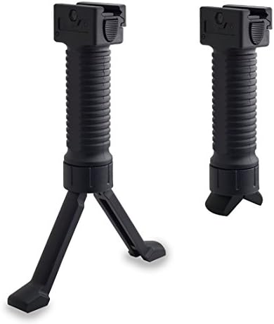 Tactical Equipment Adjustable Spring Height Vertical Bipod Two Legs Design (Black)