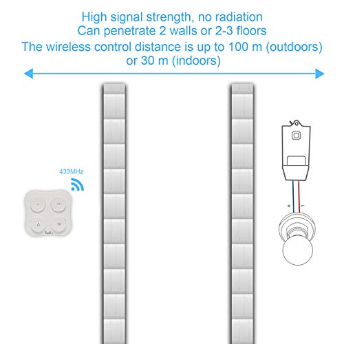 Thinkbee Wireless Switch Light Dimmer 4 Key Remote Control SelfPowered On/Off Switch
