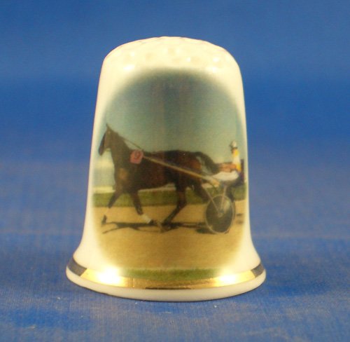Porcelain China Collectable Thimble - Trotting Horse - Free Gift Box