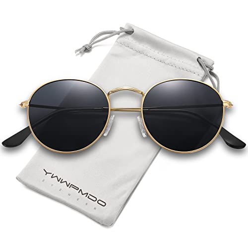 YWWPMDOF Round Polarized Sunglasses for Womens Men Trendy Small Circle Sun Glasses UV Protection