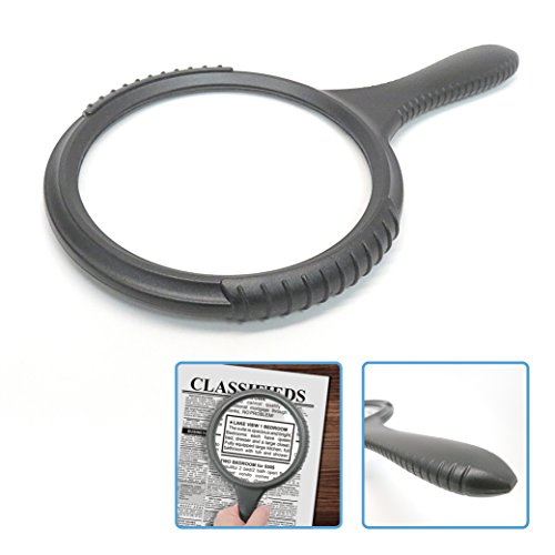 MagniPros 3X Jumbo 5" Magnifying Glass Large Viewing Area with Sturdy Shockproof & Scratch Resistant Design- Ideal for Reading Small Prints, Low Vision, Macular Degeneration, Craft and Hobby