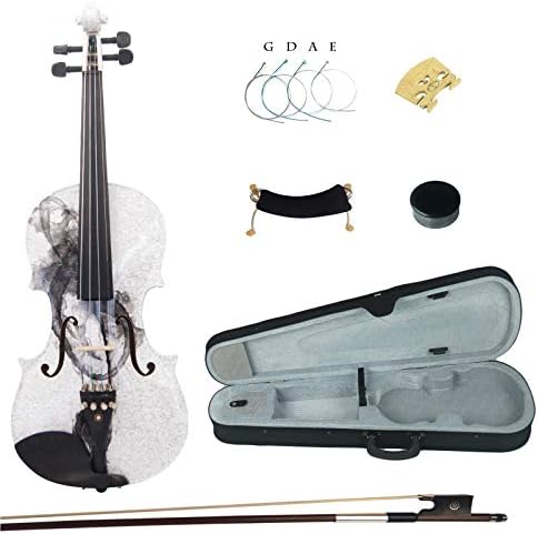 Kinglos 4/4 G Clef Colored Ebony Fitted Solid Wood Violin Kit with Case, Shoulder Rest, Bow, Manual, Extra Bridge and Strings Full Size (NHS3004)