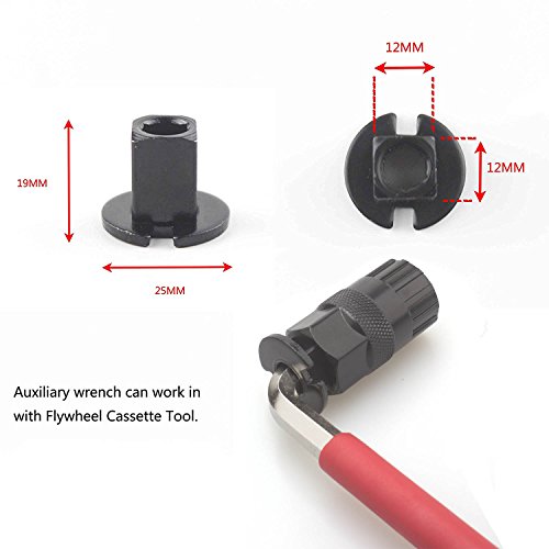 Luditek Extended Bike Cassette Removal Tool with Chain Whip and Auxiliary Wrench Bicycle Sprocket Removal Tools Sprocket Remover