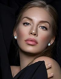 DwearBeauty - Pendientes chapados en oro blanco con circonita cúbica y ópalo (forma redonda, oro blanco)