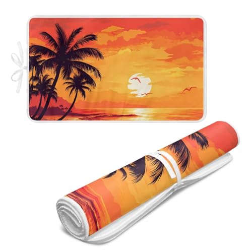 Wetoricau Palm Tree Print Ironing Mat Blanket Washable Ironing Pad Thick Ironing Mat for Table Top for Travel Office Student Dormitory(31.5 x 19.7 inches)